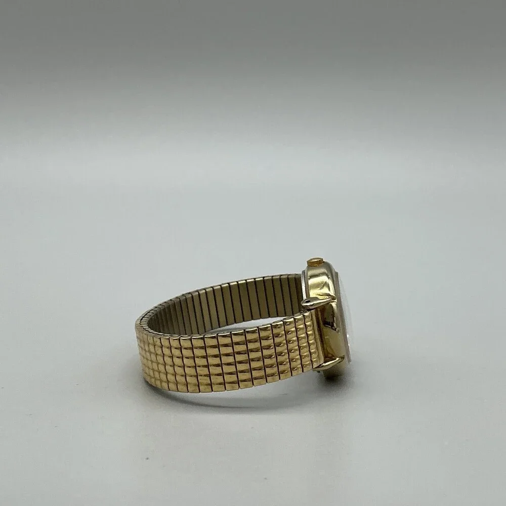 Vintage Timex Indiglo Womens Watch 25mm White Dial Gold Tone Stretch Band